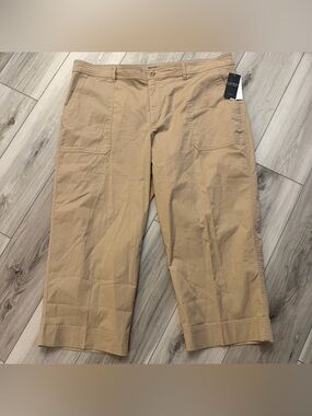 NWT Lauren Ralph Lauren Black Label Plus Size 18W Tan Khaki Capri Pants $110